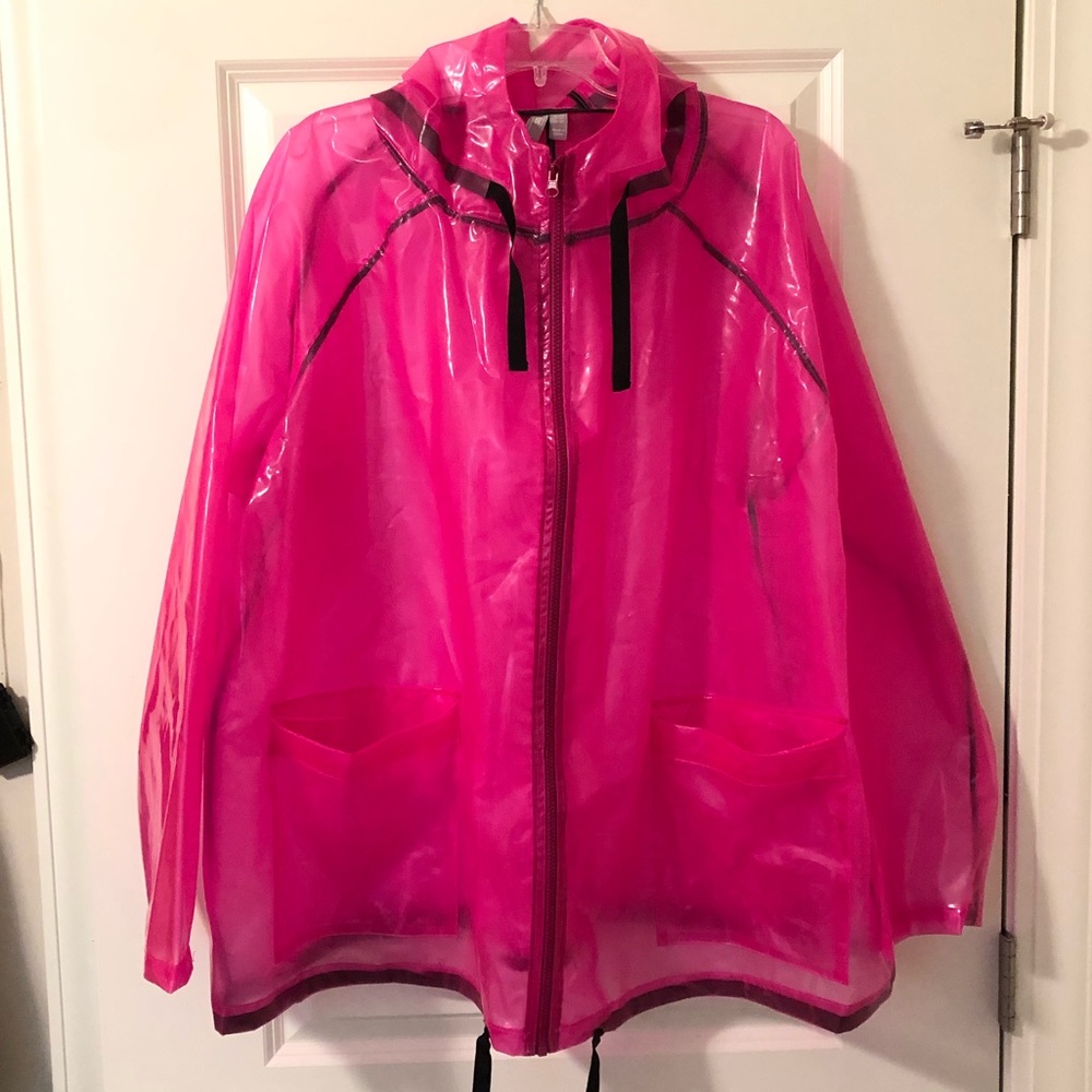 Hooded Pink Transparent ASOS Curve Rain Jacket